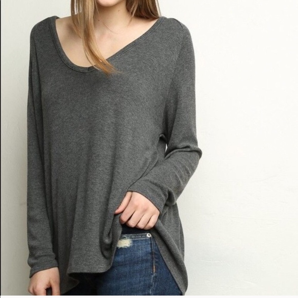 Grey Brandy Melville Long Sleeve Top Size Small